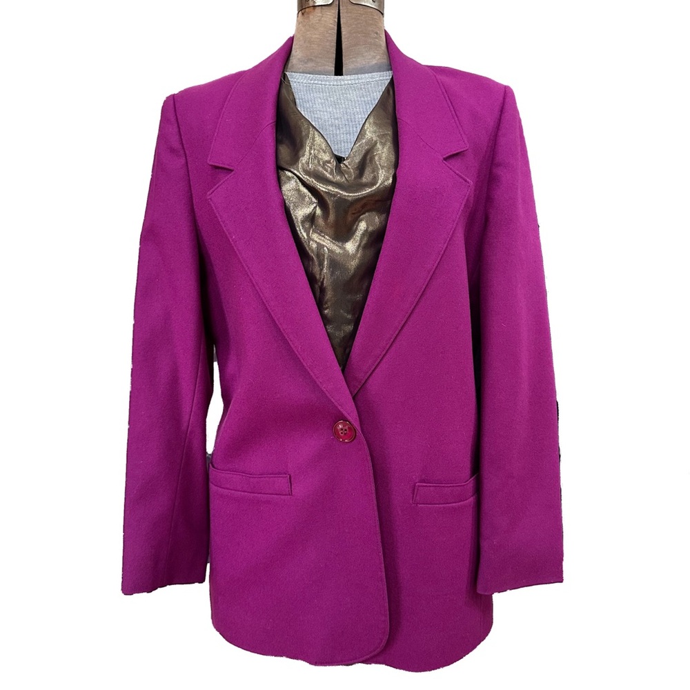 Vintage Miss Pendleton Purple Single-Button 100% Pure Virgin Wool Blazer